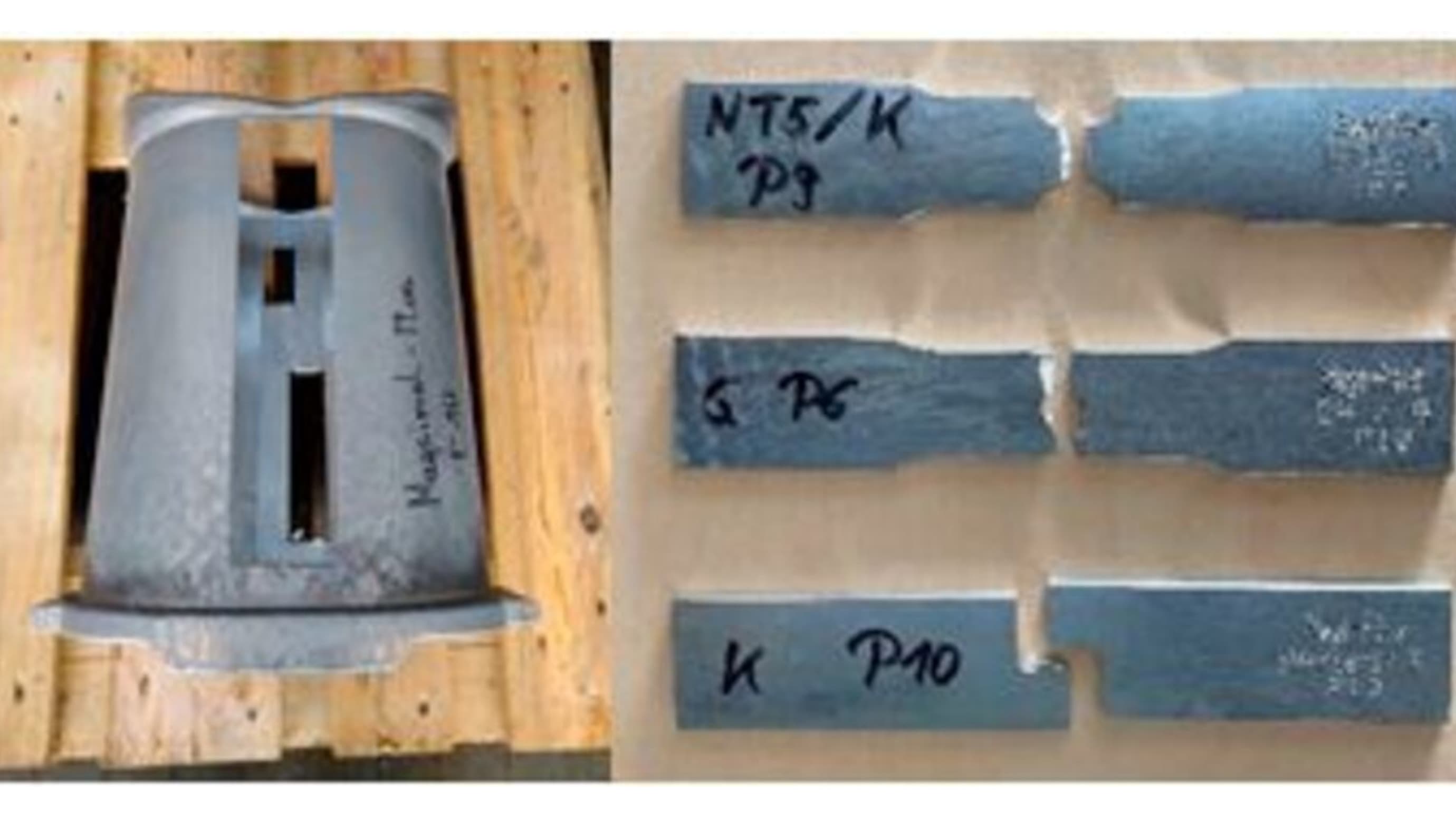 Cast pipe after extracting specimens